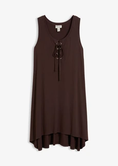 Robe en jersey à laçage • marron foncé • Boutique bonprix