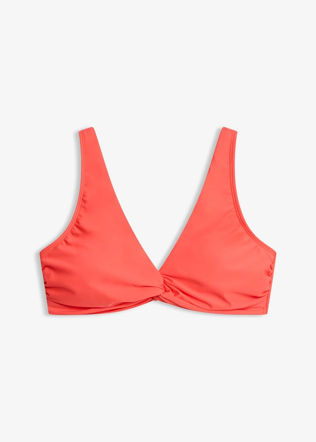 Bikinitop met knoopdetail, Kleur: kreeftrood