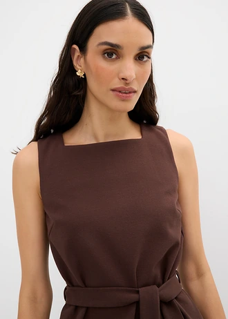 Top van piqué met strikkoord • donkerbruin • bonprix online shop