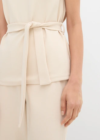 Top van piqué met strikkoord • kiezelbeige • bonprix online shop