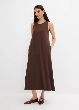 Midi jurk in A-lijn • donkerbruin • bonprix online shop