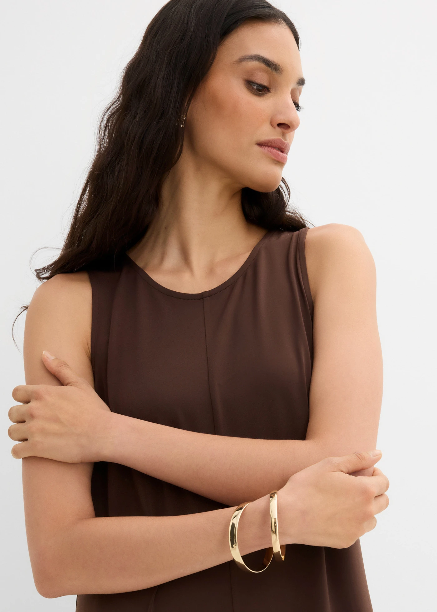 Midi jurk in A-lijn • donkerbruin • bonprix online shop