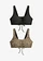 Lot de 2 hauts de maillot brassière avec nouettes, Couleur: anthracite-beige léopard