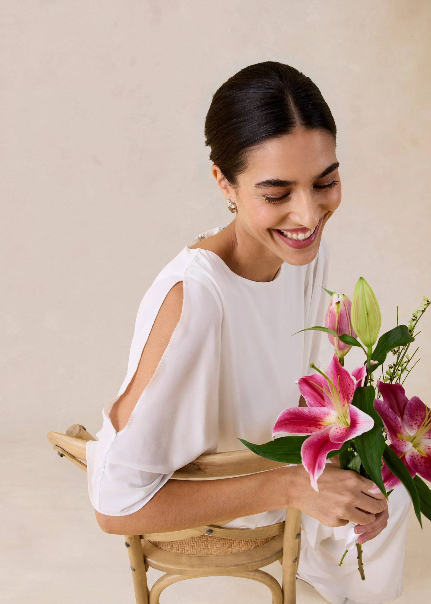 Jumpsuit van fijn chiffon • wolwit • bonprix online shop