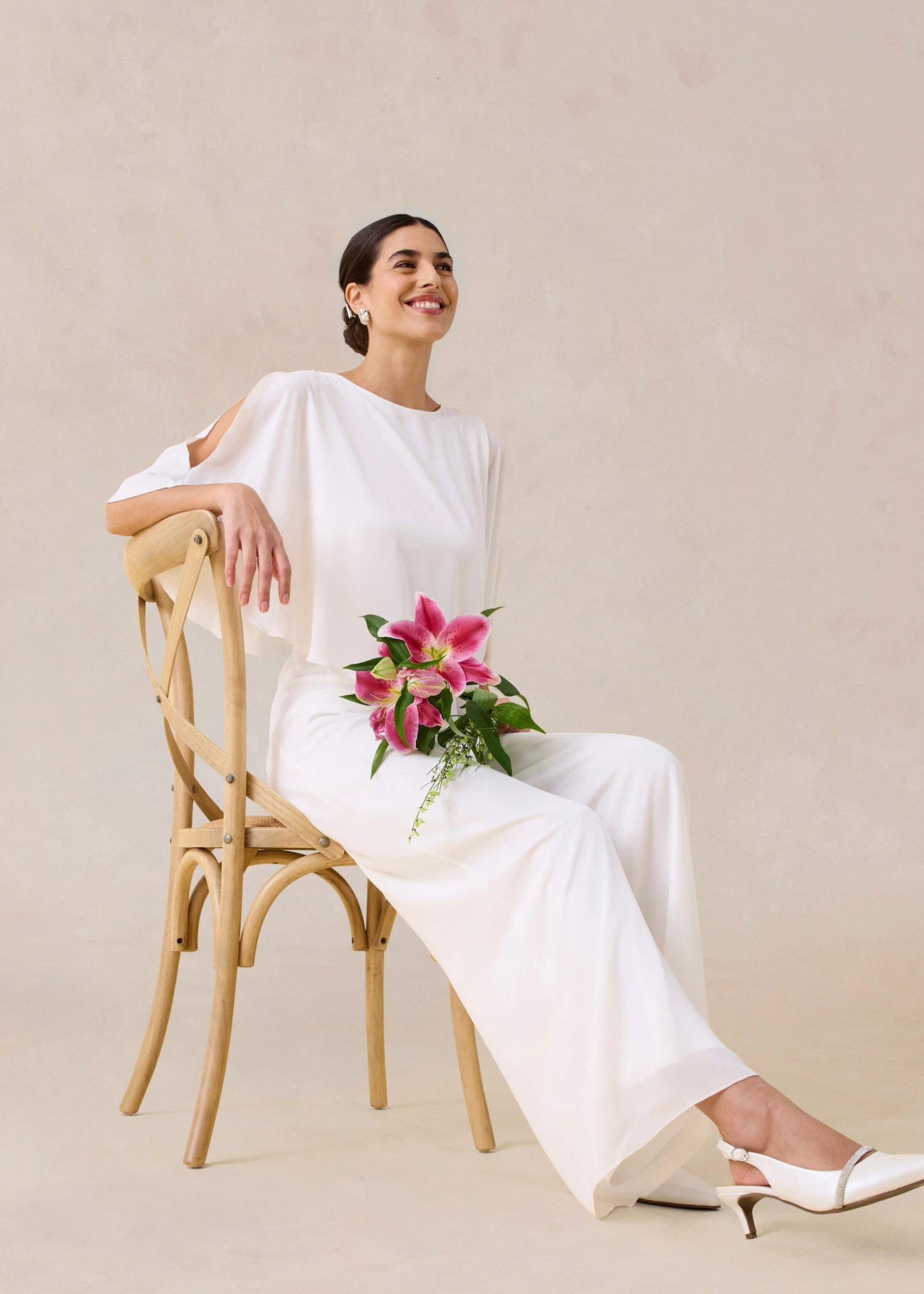 Jumpsuit van fijn chiffon • wolwit • bonprix online shop