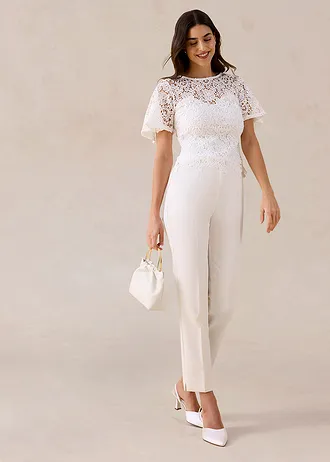 Bluză cu dantelă • ecru • magazin bonprix