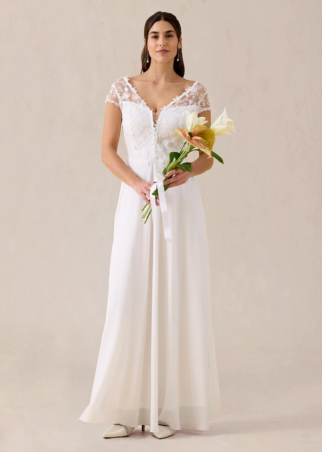 Robe de mariée à dentelle, Couleur: écru