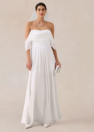 Robe de mariée en mousseline avec drapé • ecru • Boutique bonprix
