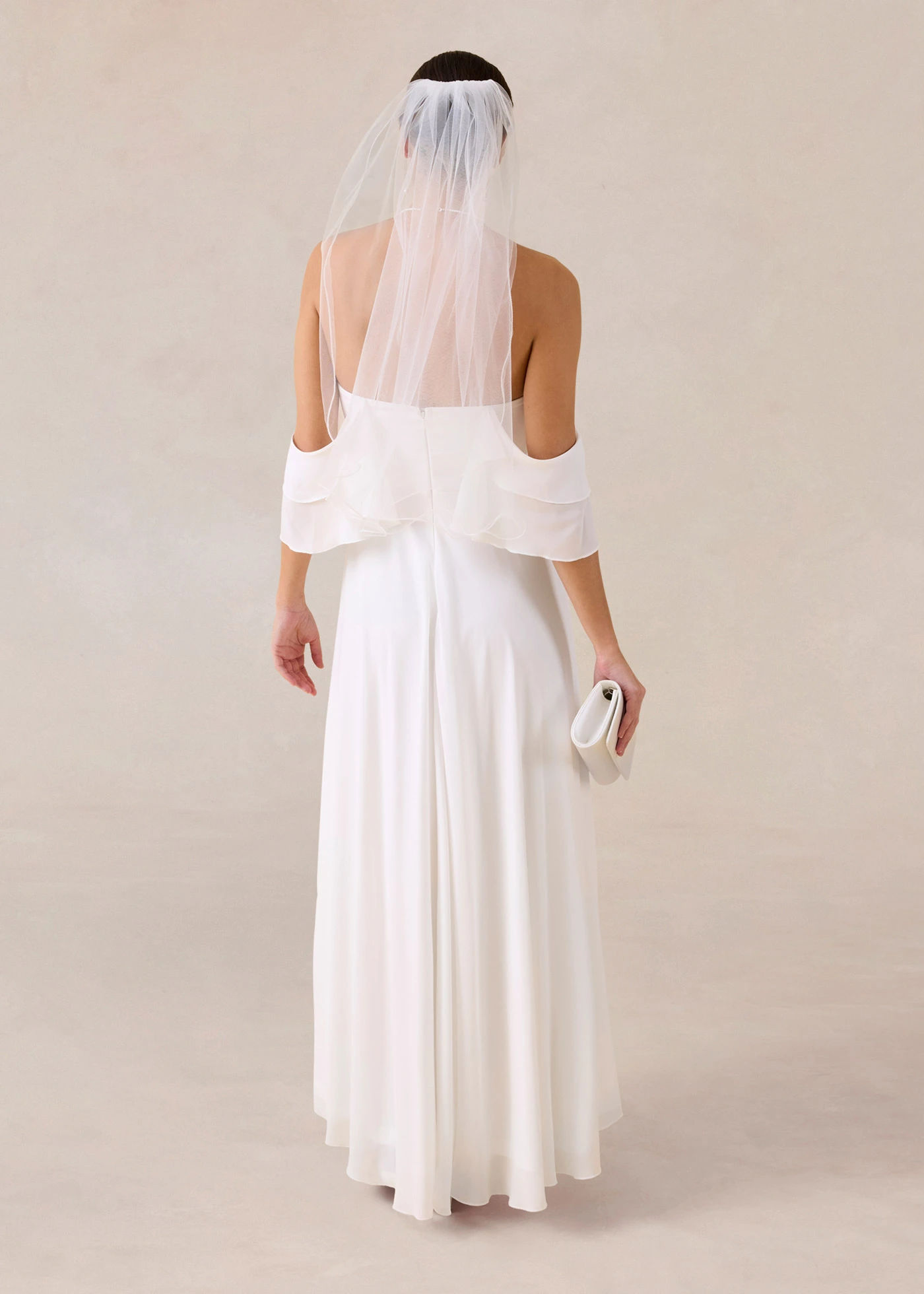 Robe de mariée en mousseline avec drapé • ecru • Boutique bonprix
