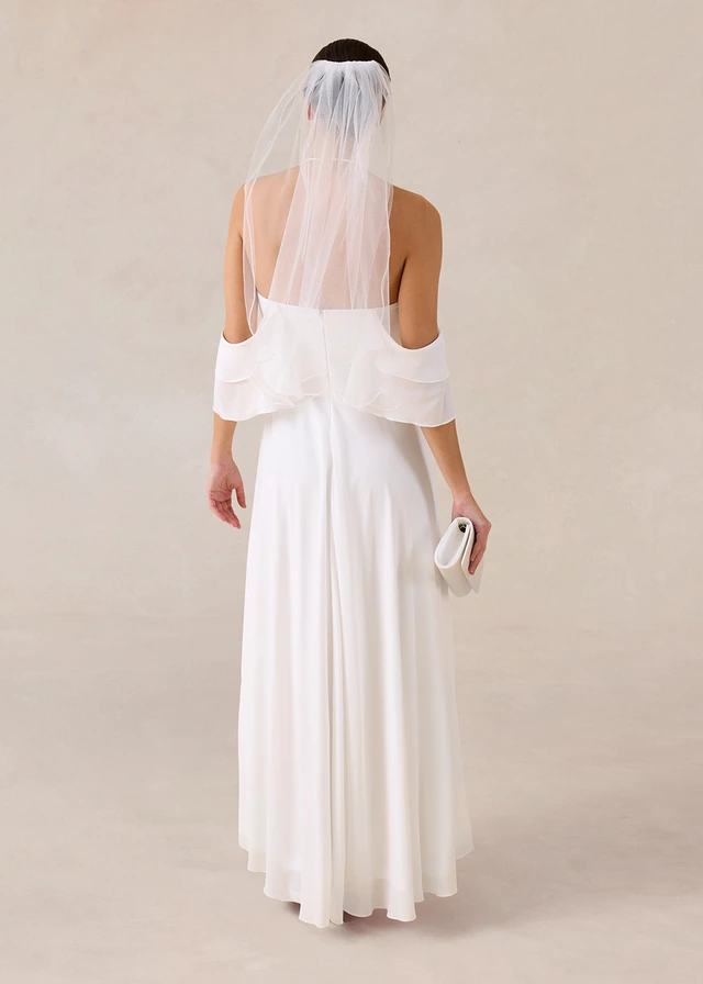 Robe de mariée en mousseline avec drapé, Couleur: écru
