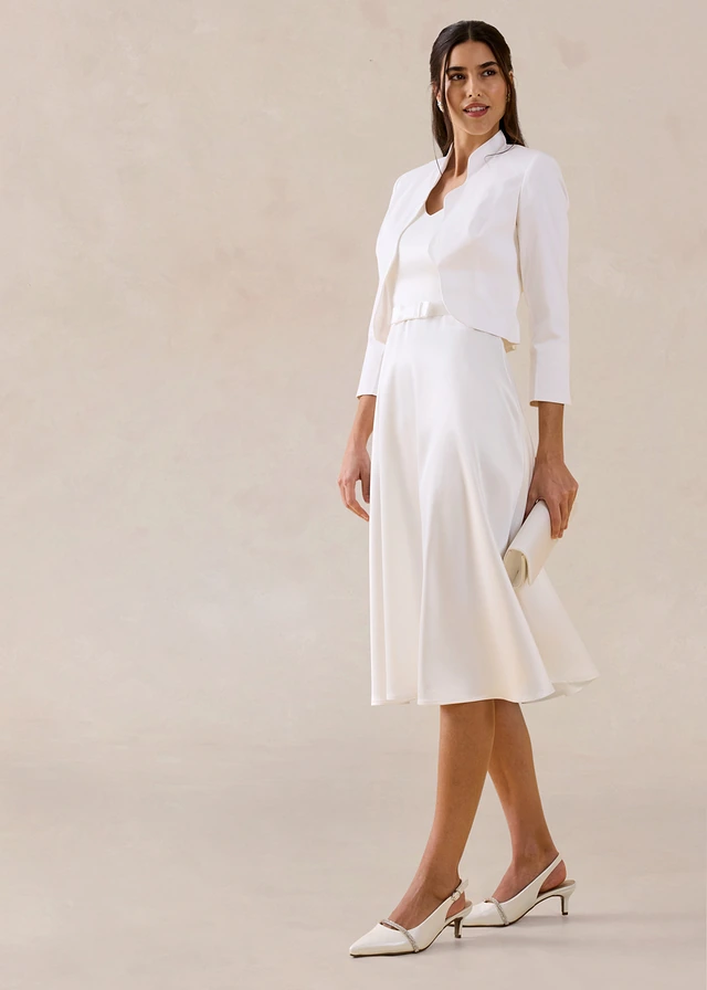 Robe fourreau en satin brillant, Couleur: écru