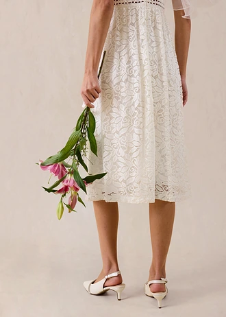 Jersey jurk met gehaakt inzetstuk in de taille • wolwit • bonprix online shop