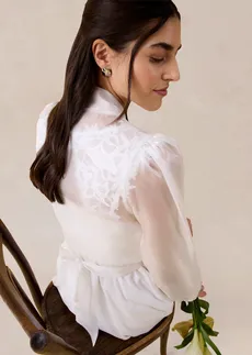 Bolero van fijne tule met strik • wolwit • bonprix online shop