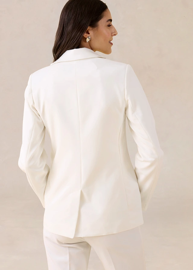 Blazer met sierknopen, Kleur: wolwit
