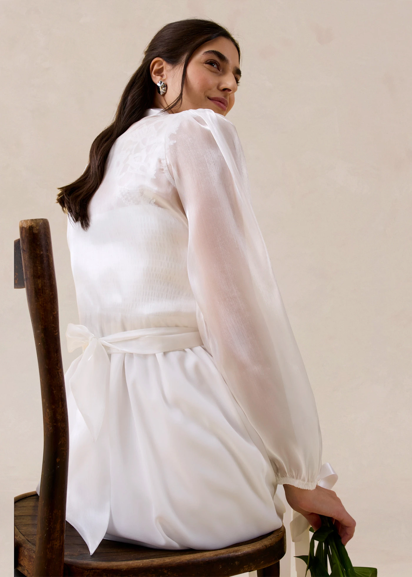 Bolero van fijne tule met strik • wolwit • bonprix online shop