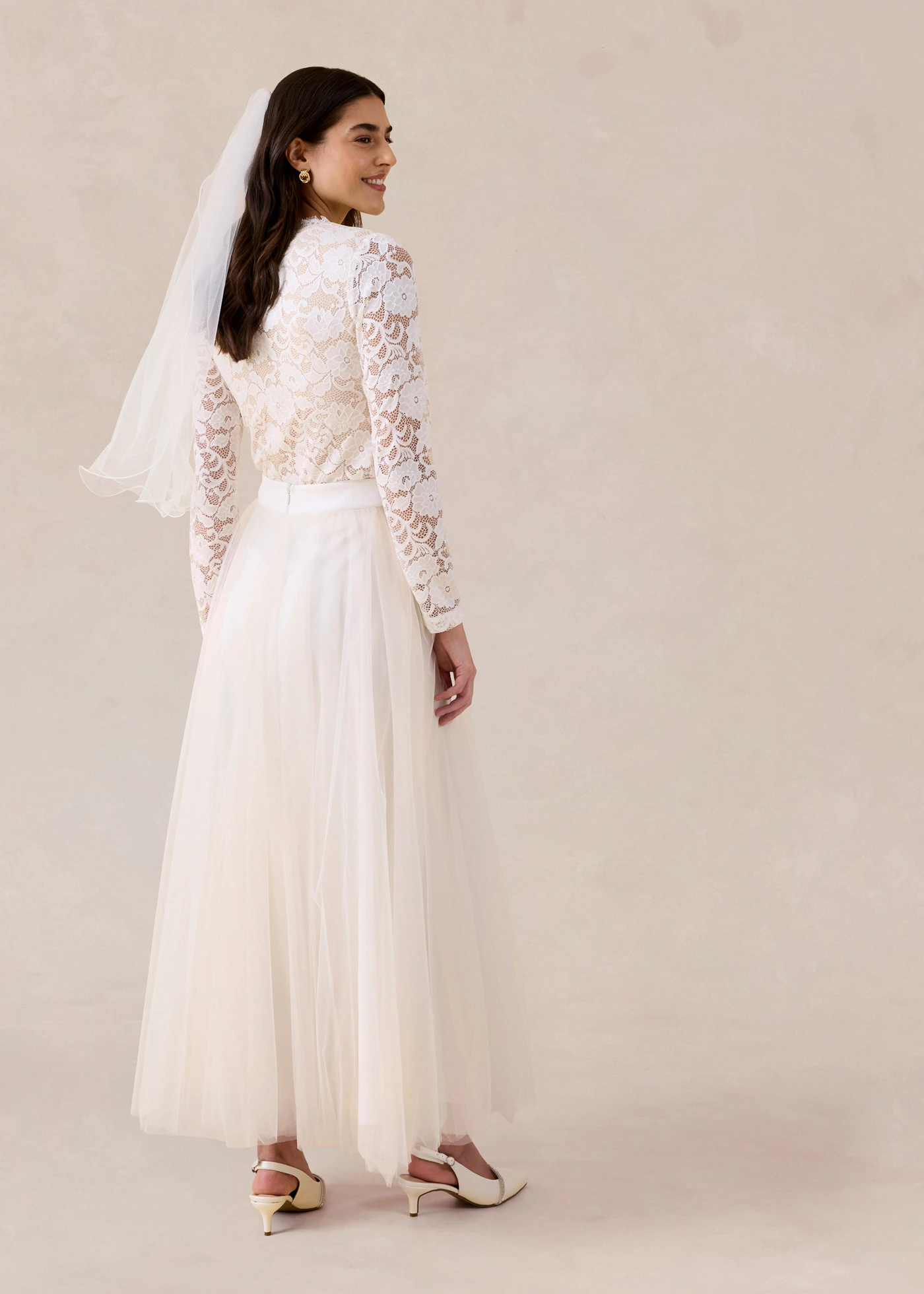 Maxi rok van sierlijke tule • wit-champagnekleur • bonprix online shop