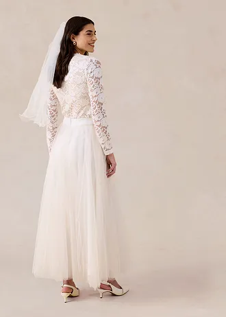 Maxi rok van sierlijke tule • wit-champagnekleur • bonprix online shop