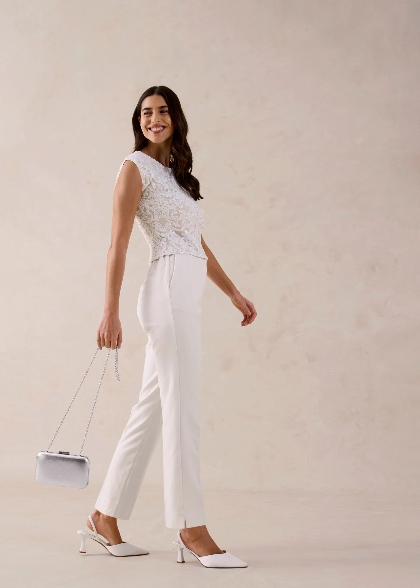 Pantalon extensible • ecru • Boutique bonprix