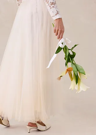 Maxi rok van sierlijke tule • wit-champagnekleur • bonprix online shop