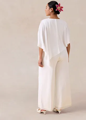 Jumpsuit van fijn chiffon, Kleur: wolwit