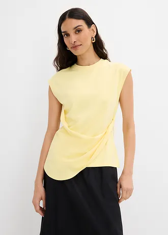Shirt met asymmetrische onderrand van een viscose-mix • lichtgeel • bonprix online shop