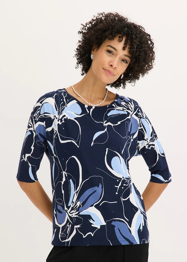 T-shirt à imprimé floral • bleu foncé-écru floral • product-page.page-title-suffix