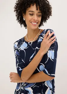 Bluză cu imprimeu floral • bleumarin-ecru înflorat • magazin bonprix