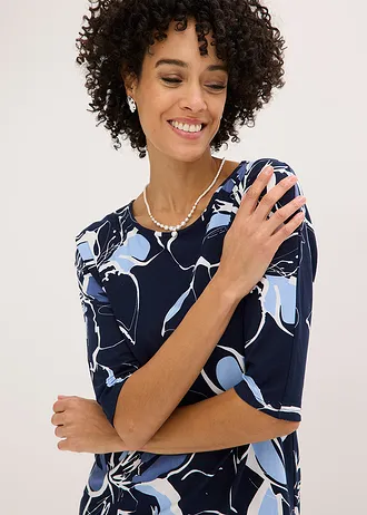 Shirt met bloemenprint • donkerblauw/wolwit gebloemd • bonprix online shop