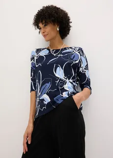 Bluză cu imprimeu floral • bleumarin-ecru înflorat • magazin bonprix