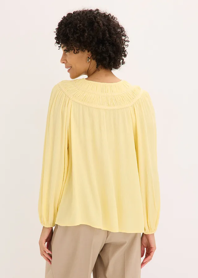 Tunique avec galons dentelle, Couleur: jaune clair