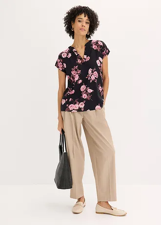 Tuniek van viscose • zwart-lichtroze gebloemd • bonprix online shop
