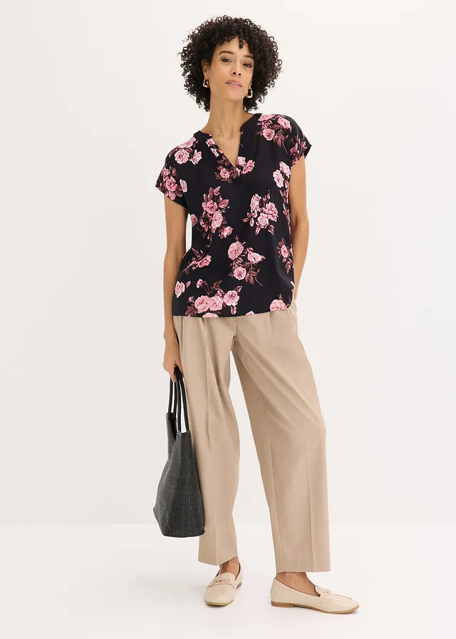 Tuniek van viscose, Kleur: zwart-lichtroze-lichtroze