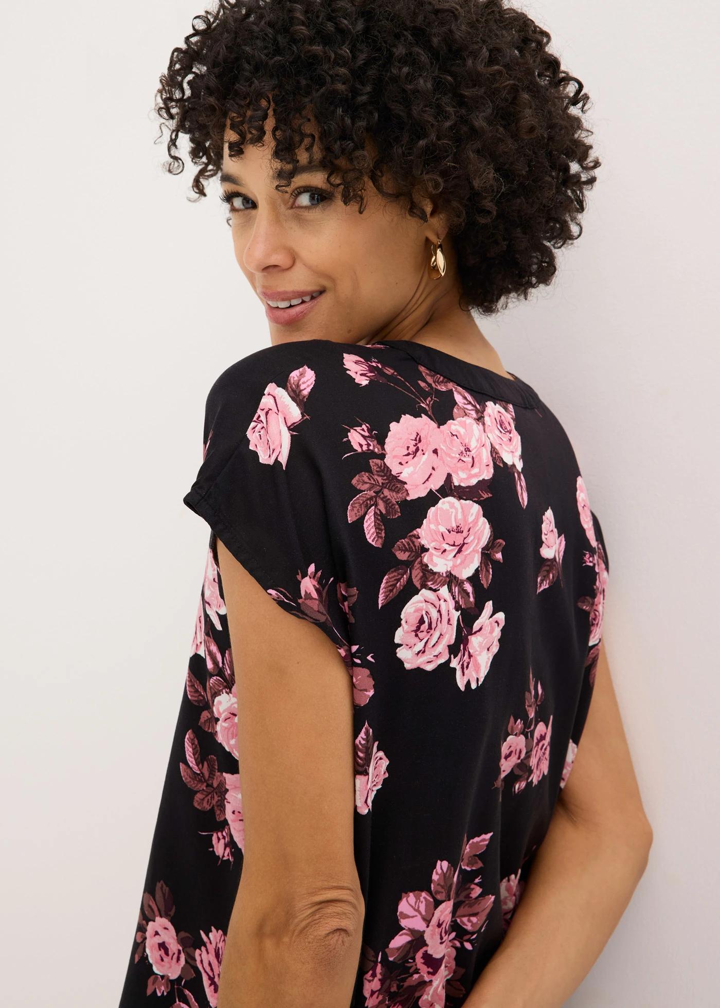 Tunique en viscose • noir-rose clair-rose clair • Boutique bonprix