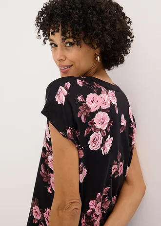 Tunique • noir/rose clair floral • Boutique bonprix