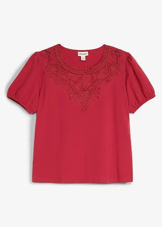 T-shirt en coton extensible • rouge cerise • Boutique bonprix