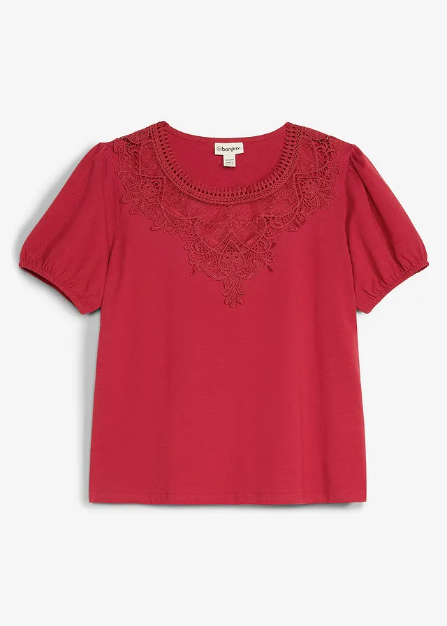 T-shirt en coton extensible • rouge cerise • Boutique bonprix