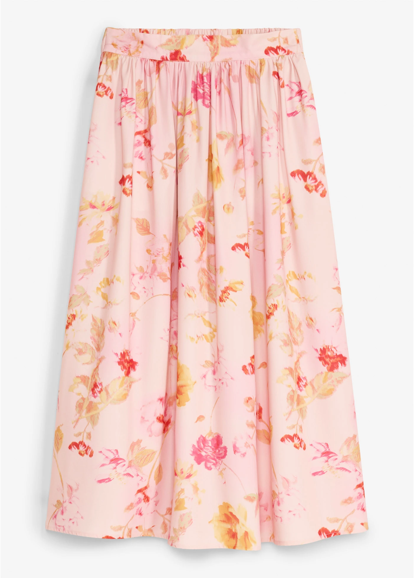 Jupe longue en crêpe léger • rose/fuchsia floral • Boutique bonprix