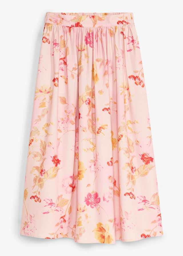 Jupe longue en crêpe léger, Couleur: rose/fuchsia floral