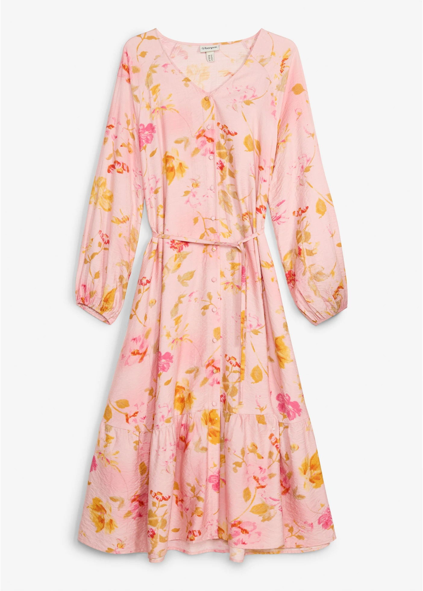 Midi šaty z měkké viskózové směsi • růžovo-pink s květy • bonprix obchod