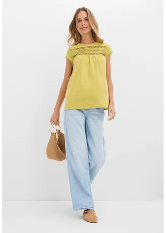 Bluză din bumbac 100%, culoare: verde cactus