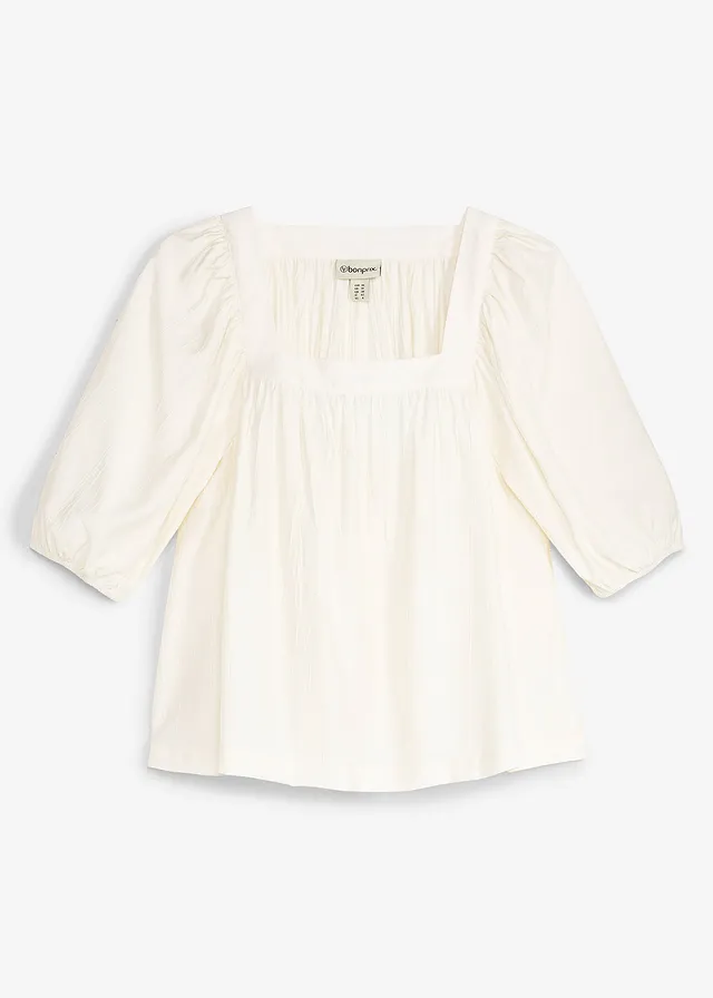 Blouse van gestructureerde crinkle • wolwit • bonprix online shop