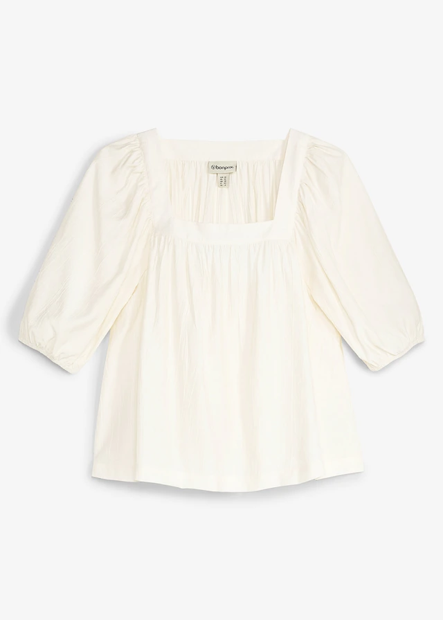 Blouse à effet froissé, Couleur: écru