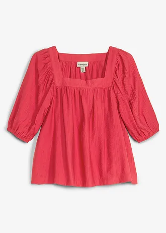 Blouse à effet froissé, Couleur: rouge cerise