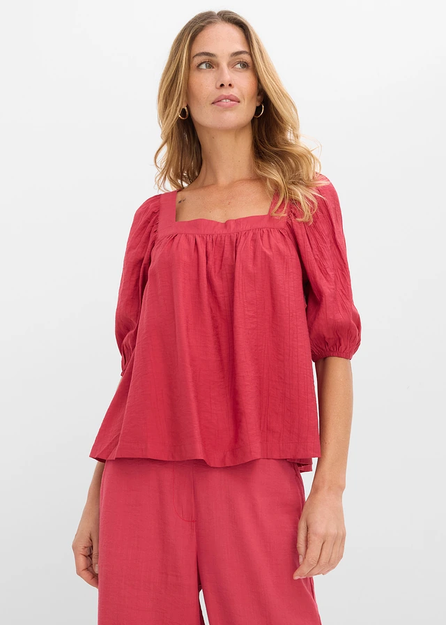 Blouse van gestructureerde crinkle • kersenrood • product-page.page-title-suffix