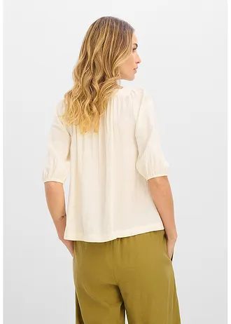 Blouse van gestructureerde crinkle • wolwit • bonprix online shop