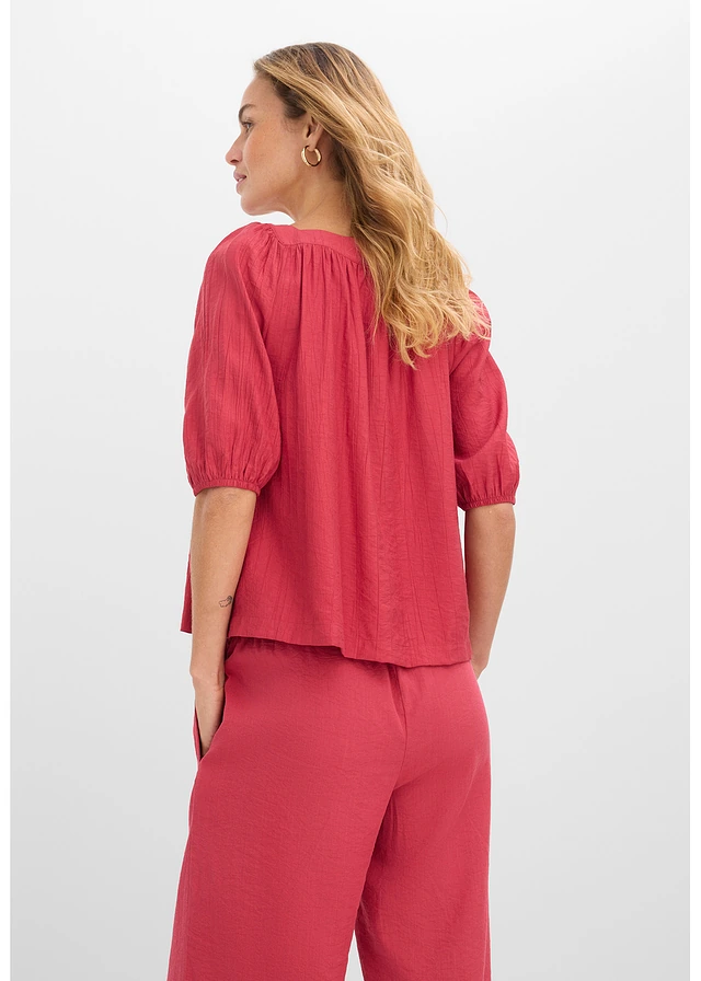 Blouse van gestructureerde crinkle • kersenrood • product-page.page-title-suffix