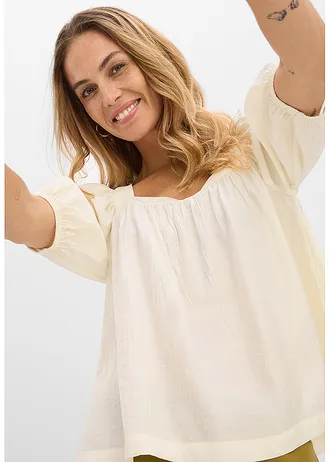 Blouse à effet froissé • ecru • Boutique bonprix