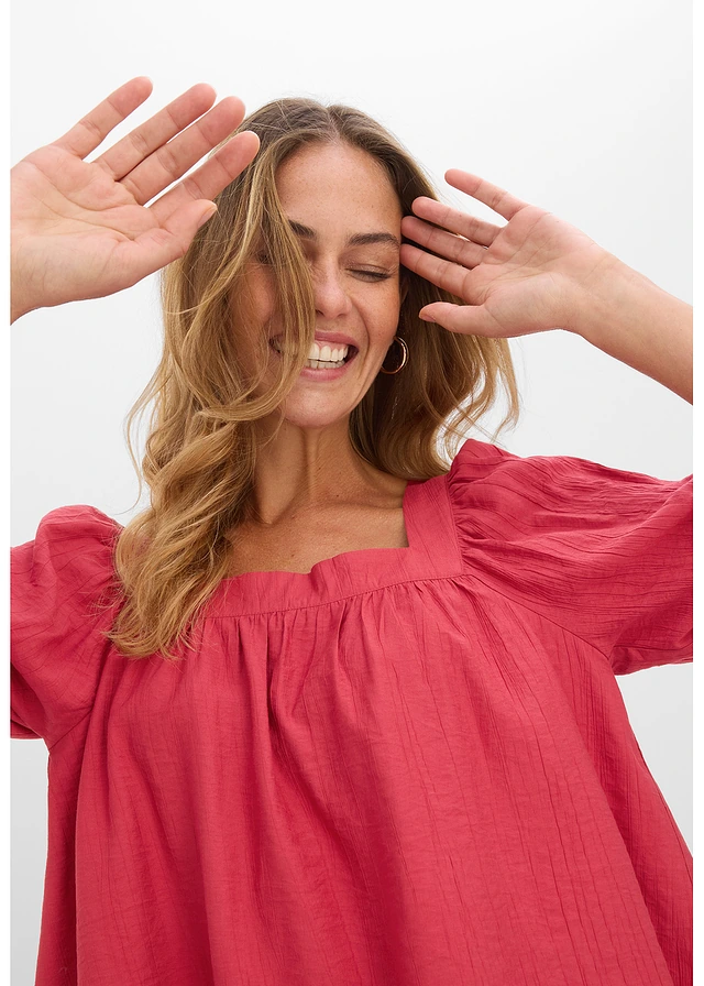 Blouse van gestructureerde crinkle • kersenrood • product-page.page-title-suffix