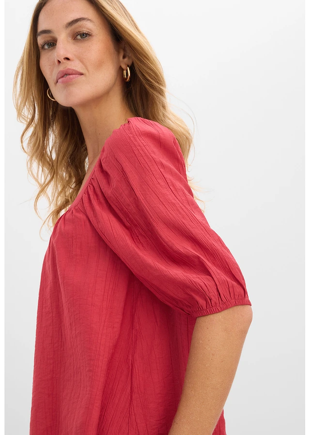 Blouse van gestructureerde crinkle • kersenrood • product-page.page-title-suffix