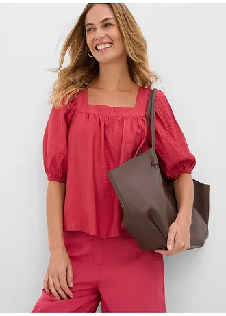 Blouse van gestructureerde crinkle • kersenrood • bonprix online shop